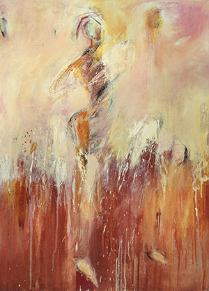 Red Sprite I — oil on canvas, 50×36 in