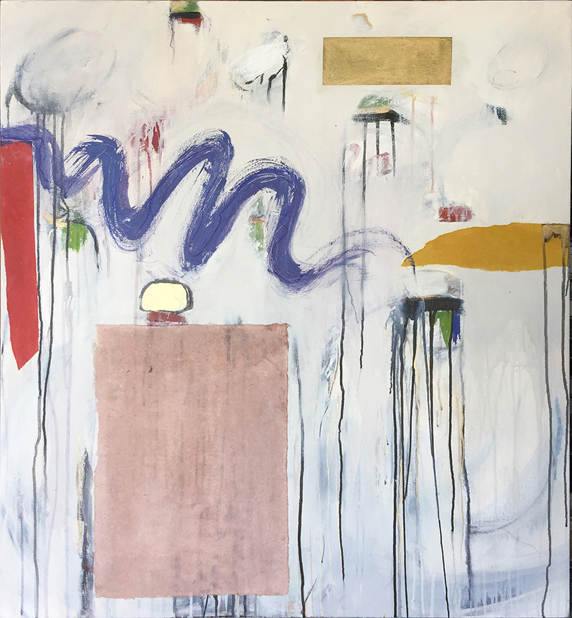Wedding at Sanjusangendo — acrylic, mixed media, 42×38 in